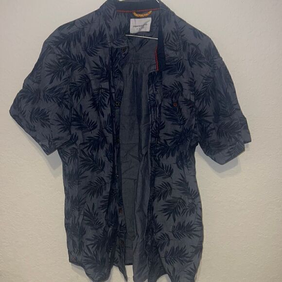 Mens XL Paper Denim & Cloth Button Down Short Sleeve Casual Shirt Navy - Pocket - Picture 1 of 3